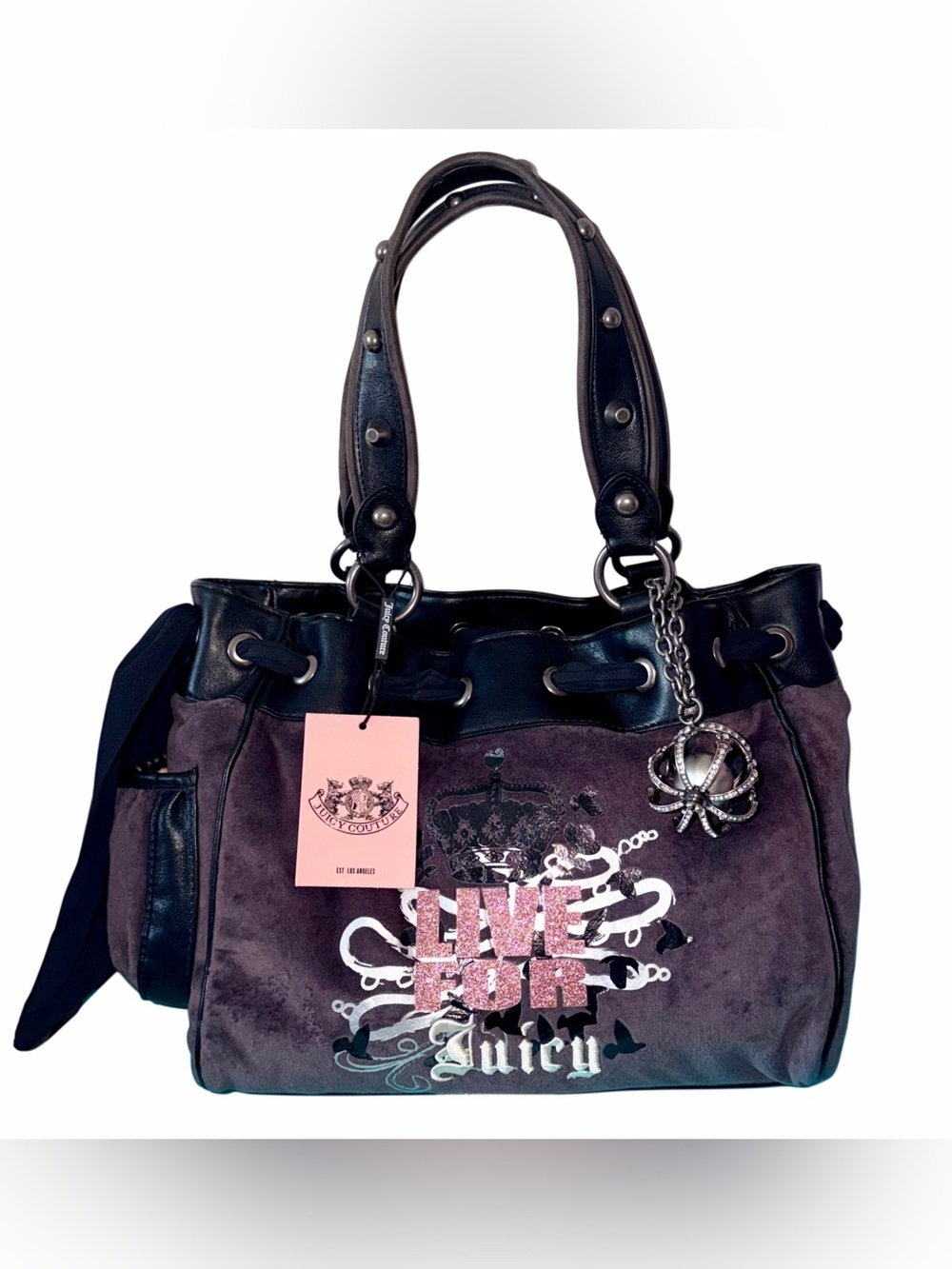 Juicy Couture Live For Juicy Purple Velour Daydreamer Tote Bag